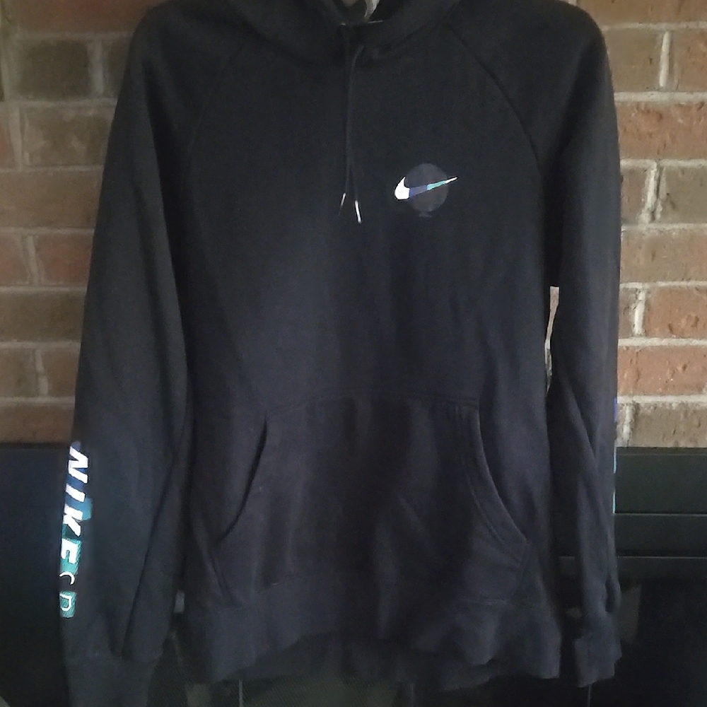Like New Nike Black SB Hoodie with White and Blue Accents